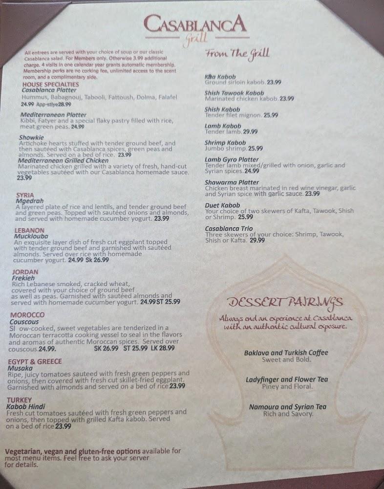 Casablanca Grill Menu image 1