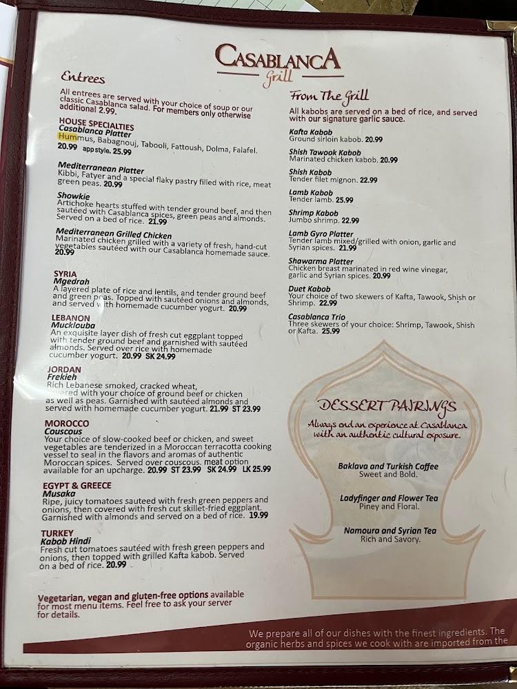 Casablanca Grill Menu image 3